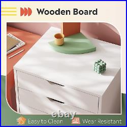 5-Drawer Chest, Wood Storage Dresser Cabinet with Wheels, White