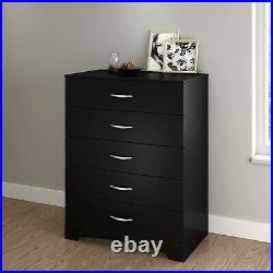 5-Drawer Dresser, Black Contemporary Chest Set of 5 drawers perfect for clothes