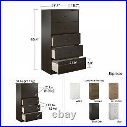 5-Drawer Dresser Chest Clothes Storage Modern Bedroom Cabinet Wood Black