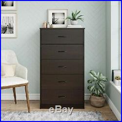 5-Drawer Dresser Chest Clothes Storage Modern Bedroom Cabinet Wood Espresso