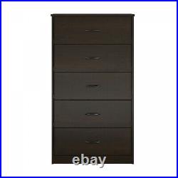 5-Drawer Dresser Chest Clothes Storage Modern Bedroom Cabinet Wood Espresso