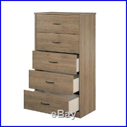 5-Drawer Dresser Chest Clothes Storage Modern Bedroom Cabinet Wood Rustic Oak