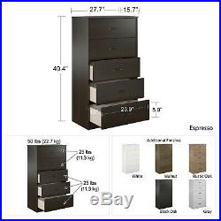 5-Drawer Dresser Chest Clothes Storage Modern Bedroom Cabinet Wood Rustic Oak