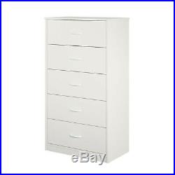 5-Drawer Dresser Chest Clothes Storage Modern Bedroom Cabinet Wood White