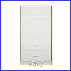 5-Drawer Dresser Chest Clothes Storage Modern Bedroom Cabinet Wood White