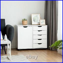 5-Drawer Dresser Chest Mobile Storage Cabinet withDoor, Printer Stand Home Office