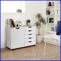 5-Drawer Dresser Chest Mobile Storage Cabinet withDoor, Printer Stand Home Office