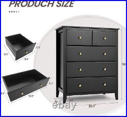 5 Drawer Dresser Chest of Drawers Bedroom Clothes Cabinet Organizer + Storage