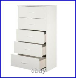 5 Drawer Dresser Closet Tall Chest Clothes Storage Modern Bedroom Cabinet, White