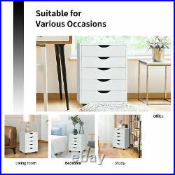 5 Drawer Dresser Storage Cabinet Chest withWheels for Home Office White