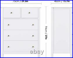 5 Drawer Dresser White Chest of Drawers Bedroom Nightstand Wood Frame Antique