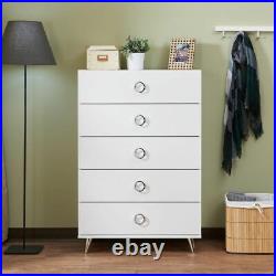 5 Drawer Dresser Wood Chest of Drawers Bedroom Furniture Storage Cabinet White