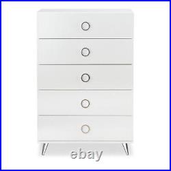 5 Drawer Dresser Wood Chest of Drawers Bedroom Furniture Storage Cabinet White
