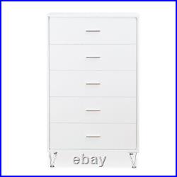 5 Drawer Dresser Wood Chest of Drawers Modern Bedroom Furniture Storage White