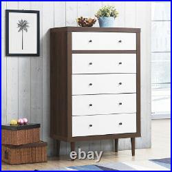 5 Drawer Storage Dresser Wood Chest Freestanding Living Room Cabinet