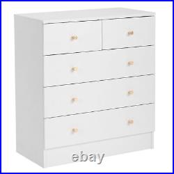 5 Drawer White Modern Dresser Chest Of Drawers Clothes Organizer Storage CabinZ5
