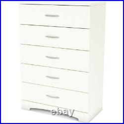 5-Drawer Wooden Dresser Chest Drawers Clothes Storage Bedroom Furniture White