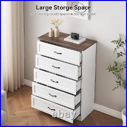 5 Drawers Dresser Wooden Storage Dressers Chests of Drawers for Bedroom Home