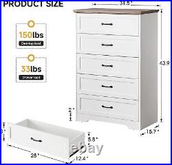 5 Drawers Dresser Wooden Storage Dressers Chests of Drawers for Bedroom Home