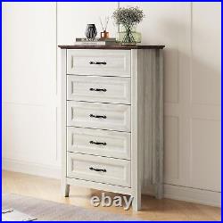 5 Drawers Dresser for Bedroom, Wood Bedroom Dresser Farmhouse Drawer Chest