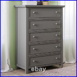 5 Drawers Solid Wood Chest For Bedroom Living Room Home Gray Home Cabinet