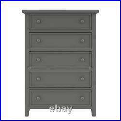 5 Drawers Solid Wood Chest For Bedroom Living Room Home Gray Home Cabinet