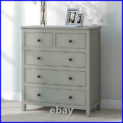 5 Drawers Solid Wood Chest Gray