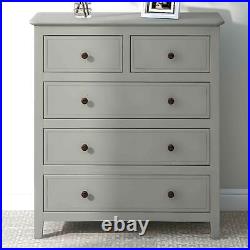 5 Drawers Solid Wood Chest Gray Home Cabinet Sturdy Dresser Furniture