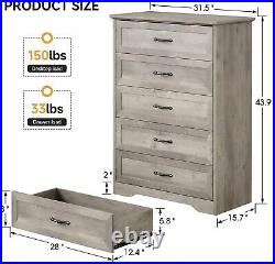 5-Tier Bedroom Storage Dresser Chest 5 Drawer Cabinet Wood Furniture Living room