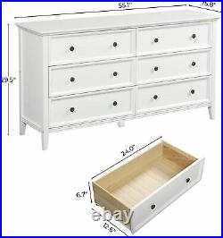 6Drawers Double Dresser Chest Storage Tower Clothes Organizer Solid Wood Cabinet