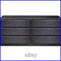 6 DRAWER DRESSER CHEST Wood Storage Organizer Black Bedroom