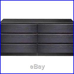 6 DRAWER DRESSER CHEST Wood Storage Organizer Black Bedroom Furniture