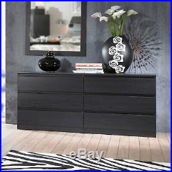 6 DRAWER DRESSER CHEST Wood Storage Organizer Black Bedroom Furniture Home