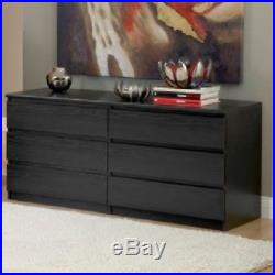 6 DRAWER DRESSER CHEST Wood Storage Organizer Unit Black Bedroom Furnitures New
