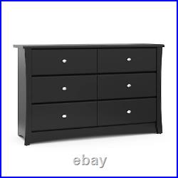 6-Drawer Bedroom Dresser Modern Chest of Drawers Storage Organizer Black Wood