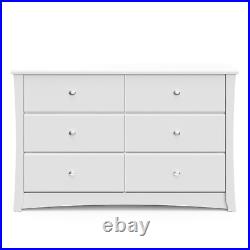 6-Drawer Bedroom Dresser Modern Chest of Drawers Storage Organizer White Wood
