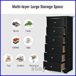 6 Drawer Chest Dresser Clothes Storage Bedroom Tall Furniture Cabinet Black