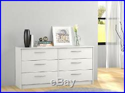 6 Drawer Chest Dresser Storage Organizer Wood White Finish Bedroom Furniture New
