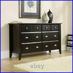6 Drawer Dark Brown Wooden Chest of Drawers Fine Cabinet Storage Modern Dresser