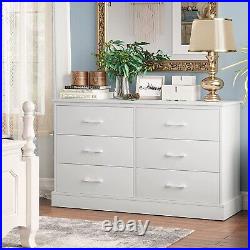 6 Drawer Double Dresser Bedroom Furniture Modern Organizer Storage Chests White