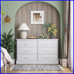 6 Drawer Double Dresser Bedroom Furniture Modern Organizer Storage Chests White