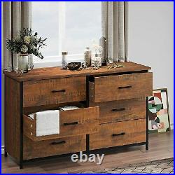 6 Drawer Double Dresser Chest Storage Tower Clothes Organizer Wood Cabinet Wide