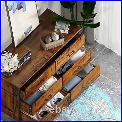 6 Drawer Double Dresser Chest Storage Tower Clothes Organizer Wood Cabinet Wide