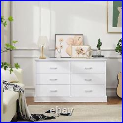 6 Drawer Double Dresser Chest of Drawers Modern Dresser Cloth Organizer White