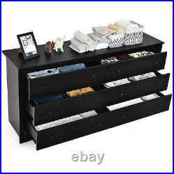 6 Drawer Double Dresser Chest of Drawers Storage Cabinet for Living Room Bedroom