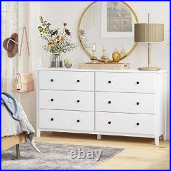 6 Drawer Double Dresser Long Dresser Large Capacity Solid Wood Storage Cabinet