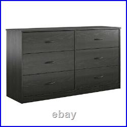6 Drawer Double Dresser Six Chest White Black Storage Organizer Bed Furniture