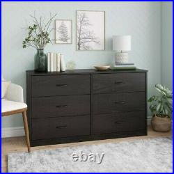 6 Drawer Double Dresser Six Chest White Black Storage Organizer Bed Furniture