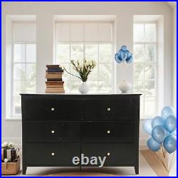 6 Drawer Double Dresser TV Stand, Chest of Drawers, Wooden Dreeser Wide Storage