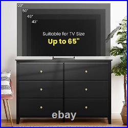 6 Drawer Double Dresser TV Stand, Chest of Drawers, Wooden Dreeser Wide Storage